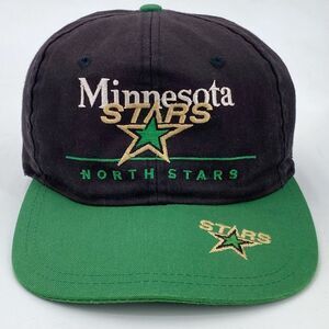 Vintage Minnesota North Stars Snapback Hat Spell Out Logo NHL 2-Tone (H19)